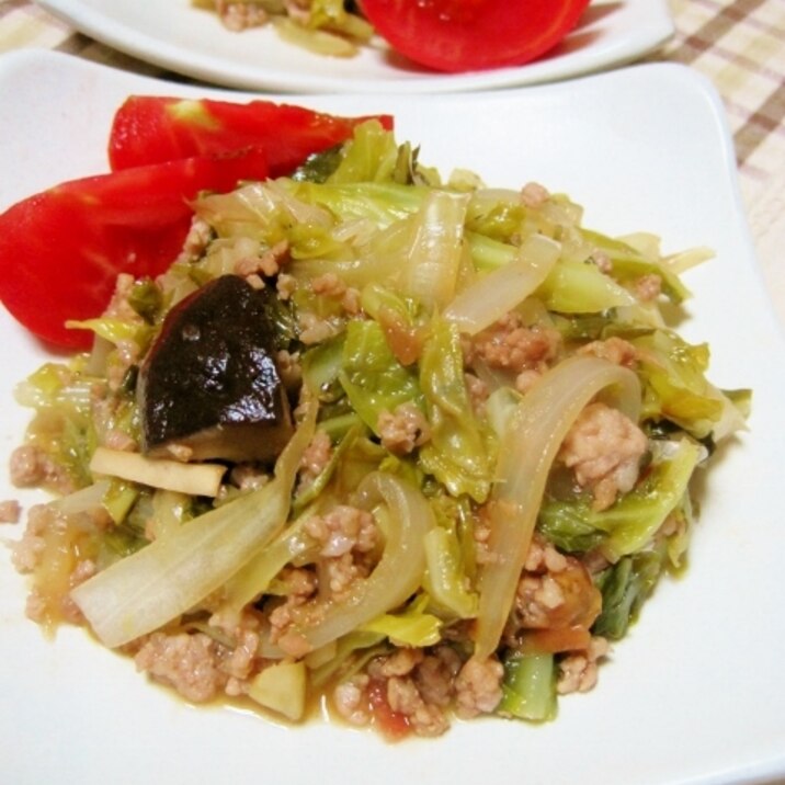 キャベツとひき肉の中華風炒り煮【梅でさっぱり】